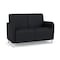 Lesro Siena Lounge Reception 2 Seat Tandem Seating No Center Arm, Brushed Steel, MD Black Upholstery SN2101 - alternate 1